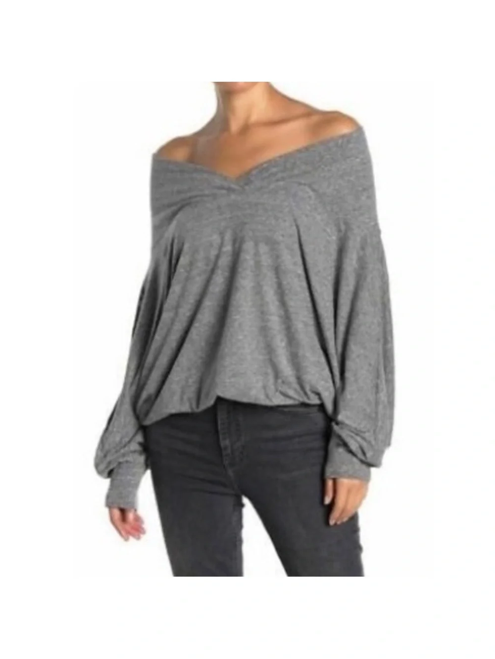Free People Lightweight Sequoia Off Shoulder Oversized Minimalistic Top Small